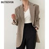 BGTEEVER Autumn Winter Single Breasted Woolen Jackets Women Casual Thick Warm Coats Female Elegant Plaid Office Lady Outerwear