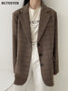 BGTEEVER Autumn Winter Single Breasted Woolen Jackets Women Casual Thick Warm Coats Female Elegant Plaid Office Lady Outerwear