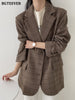 BGTEEVER Autumn Winter Single Breasted Woolen Jackets Women Casual Thick Warm Coats Female Elegant Plaid Office Lady Outerwear