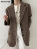 BGTEEVER Autumn Winter Single Breasted Woolen Jackets Women Casual Thick Warm Coats Female Elegant Plaid Office Lady Outerwear