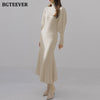 BGTEEVER Autumn Winter Turtleneck Women Knitted Dress 2023 Elegant Thick Full Sleeve Slim Mermaid Vestidos Femme