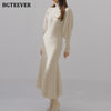 BGTEEVER Autumn Winter Turtleneck Women Knitted Dress 2023 Elegant Thick Full Sleeve Slim Mermaid Vestidos Femme
