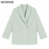 BGTEEVER Casual Autumn Ladies Solid Suit Jackets Elegant Notched Collar Women Double Breasted Blazer Female Outwear Tops 2022