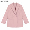 BGTEEVER Casual Autumn Ladies Solid Suit Jackets Elegant Notched Collar Women Double Breasted Blazer Female Outwear Tops 2022