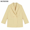 BGTEEVER Casual Autumn Ladies Solid Suit Jackets Elegant Notched Collar Women Double Breasted Blazer Female Outwear Tops 2022