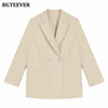 BGTEEVER Casual Autumn Ladies Solid Suit Jackets Elegant Notched Collar Women Double Breasted Blazer Female Outwear Tops 2022