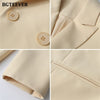 BGTEEVER Casual Autumn Ladies Solid Suit Jackets Elegant Notched Collar Women Double Breasted Blazer Female Outwear Tops 2022