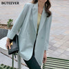 BGTEEVER Casual Autumn Ladies Solid Suit Jackets Elegant Notched Collar Women Double Breasted Blazer Female Outwear Tops 2022