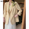 BGTEEVER Casual Autumn Ladies Solid Suit Jackets Elegant Notched Collar Women Double Breasted Blazer Female Outwear Tops 2022