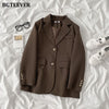 BGTEEVER Casual Basic Notched Collar Solid Suit Jackets Female Single-breasted Loose Women Blazer Autumn Winter Outwear 2022