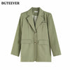 BGTEEVER Casual Basic Notched Collar Solid Suit Jackets Female Single-breasted Loose Women Blazer Autumn Winter Outwear 2022