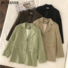 BGTEEVER Casual Basic Notched Collar Solid Suit Jackets Female Single-breasted Loose Women Blazer Autumn Winter Outwear 2022