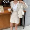 BGTEEVER Casual Cotton and Linen Skirt Suit for Women Single-breasted Blazer & Mini Skirt 2022 Summer Female 2 Pieces Set