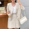 BGTEEVER Casual Cotton and Linen Skirt Suit for Women Single-breasted Blazer & Mini Skirt 2022 Summer Female 2 Pieces Set
