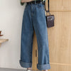 BGTEEVER Casual High Waist Loose Women Denim Jeans Streetwear Vintage Long Wide Leg Jeans Pants Female Trousers Capris 2022