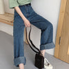 BGTEEVER Casual High Waist Loose Women Denim Jeans Streetwear Vintage Long Wide Leg Jeans Pants Female Trousers Capris 2022