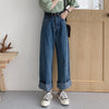 BGTEEVER Casual High Waist Loose Women Denim Jeans Streetwear Vintage Long Wide Leg Jeans Pants Female Trousers Capris 2022