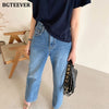 BGTEEVER Casual High Waist Straight Jeans Pants for Women 2022 Spring Pockets Loose Female Denim Blue Jeans Ladies Pantalon