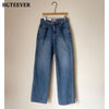 BGTEEVER Casual High Waist Straight Jeans Pants for Women 2022 Spring Pockets Loose Female Denim Blue Jeans Ladies Pantalon