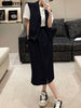 BGTEEVER Casual Loose Women Skirt Suits Sleeveless Double Breasted Jackets & Loose Straight Skirts 2023