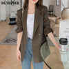 BGTEEVER Casual Oversized Women Jacket 2022 Autumn Winter Loose Double Breasted Female Suit Coats Elegant Green Female Blazer