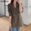 BGTEEVER Casual Oversized Women Jacket 2022 Autumn Winter Loose Double Breasted Female Suit Coats Elegant Green Female Blazer