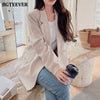 BGTEEVER Casual Oversized Women Jacket 2022 Autumn Winter Loose Double Breasted Female Suit Coats Elegant Green Female Blazer