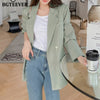 BGTEEVER Casual Oversized Women Jacket 2022 Autumn Winter Loose Double Breasted Female Suit Coats Elegant Green Female Blazer