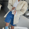 BGTEEVER Casual Summer Half Denim Shorts for Women High Waist Loose Pockets Female Straight Jeans Shorts 2022 Ladies Streetwear