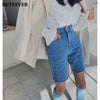 BGTEEVER Casual Summer Half Denim Shorts for Women High Waist Loose Pockets Female Straight Jeans Shorts 2022 Ladies Streetwear