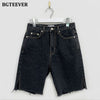 BGTEEVER Casual Summer Half Denim Shorts for Women High Waist Loose Pockets Female Straight Jeans Shorts 2022 Ladies Streetwear
