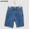 BGTEEVER Casual Summer Half Denim Shorts for Women High Waist Loose Pockets Female Straight Jeans Shorts 2022 Ladies Streetwear