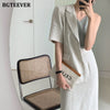BGTEEVER Chic Ladies 2 Pieces Skirt Suits Single Button Short Sleeve Jacket & Elastic Waist Straight Skirt 2022 Summer