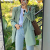 BGTEEVER Chic Loose Brown Women Blazer Spring Summer One Button Female Suit Jacket Full Sleeve Outwear blaser femme 2023