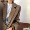 BGTEEVER Chic Loose Brown Women Blazer Spring Summer One Button Female Suit Jacket Full Sleeve Outwear blaser femme 2023