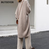 BGTEEVER Chic Stylish Oversized V-neck Sweater Midi Dress Long Sleeve Thick Warm Autumn Winter Loose Female Knitted Dress 2023