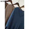 BGTEEVER Chic Stylish Oversized V-neck Sweater Midi Dress Long Sleeve Thick Warm Autumn Winter Loose Female Knitted Dress 2023