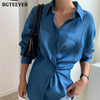 BGTEEVER Chic Turn-Down Kerah Wanita Blus Atasan 2023 Baru Single-Breasted Perempuan Solid Shirts Spring Blusas femme