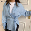 BGTEEVER Chic Turn-Down Kerah Wanita Blus Atasan 2023 Baru Single-Breasted Perempuan Solid Shirts Spring Blusas femme