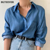 BGTEEVER Chic Turn-Down Kerah Wanita Blus Atasan 2023 Baru Single-Breasted Perempuan Solid Shirts Spring Blusas femme