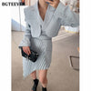 BGTEEVER Chic Women Skirt Suits Women Short Blazer & Elastic Waist Female Pleated Skirt Irregular Patchwork Female 2 Pieces Set