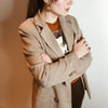 BGTEEVER Classic Plaid Double Breasted Women Jacket Blazer Notched Collar Female Suits Coat Houndstooth blazers