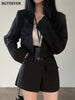 BGTEEVER Elegant 2 Pieces Skirt Set Female Full Sleeve Single Button Suit Jackets & Mini Skirts Autumn Women Skirt Suits