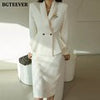 BGTEEVER Elegant Ladies Skirt Suits Double Breasted Slim Waist Blazer & High Waist Package Hip Skirts Women 2 Pieces Set