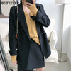 BGTEEVER Elegant Notched Collar Full Sleeve Women Blazer Double Breasted Loose Female Outwear 2023 Autumn Winter Suit Jackets
