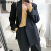 BGTEEVER Elegant Notched Collar Full Sleeve Women Blazer Double Breasted Loose Female Outwear 2023 Autumn Winter Suit Jackets