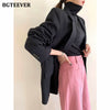BGTEEVER Elegant Notched Collar Solid Women Jackets Long Sleeve Single-breasted Female Blazer 2022 Autumn Winter Outwear