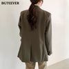 BGTEEVER Elegant Notched Collar Solid Women Jackets Long Sleeve Single-breasted Female Blazer 2023 Autumn Winter Outwear