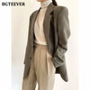 BGTEEVER Elegant Notched Collar Solid Women Jackets Long Sleeve Single-breasted Female Blazer 2023 Autumn Winter Outwear