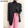 BGTEEVER Elegant Notched Collar Solid Women Jackets Long Sleeve Single-breasted Female Blazer 2023 Autumn Winter Outwear